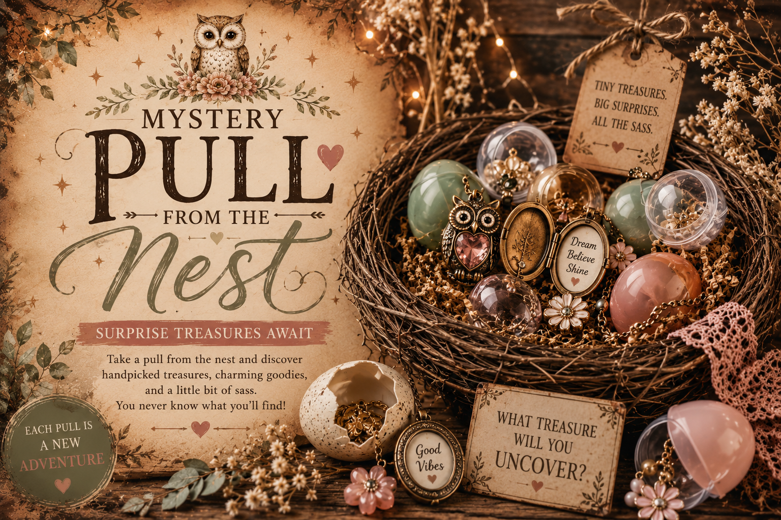 The Owl's Secret Nest - 10 Mystery Pulls & 5 Locket Mystery