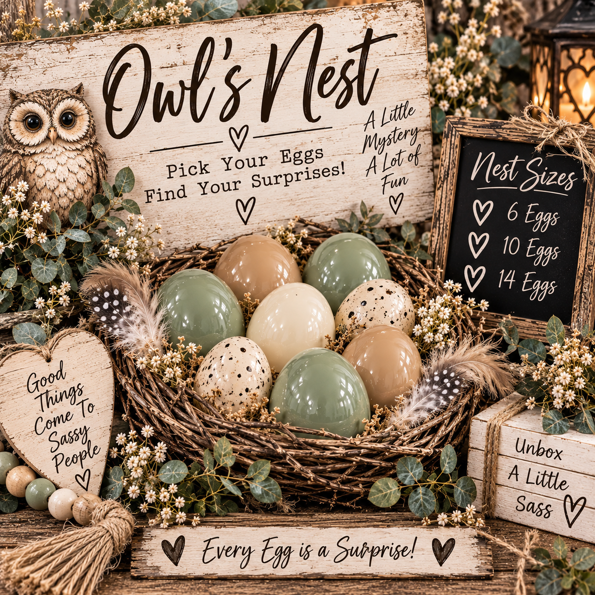 The Owl's Secret Nest - 14 Mystery Eggs & 4 Sassy Balls+ 3 Wheel Spins